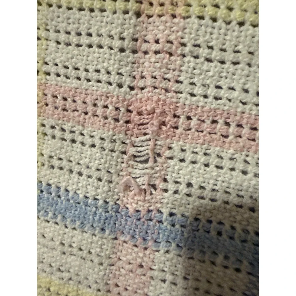 Vtg Thermal Baby Blanket Beacon Pastel Open Weave Unisex Cotton